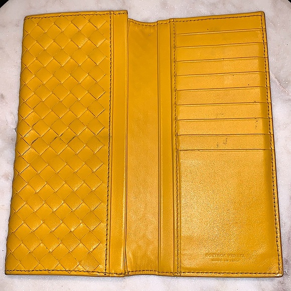BOTTEGA VENETA CONTINENTAL WALLET BILLFOLD INTRECCIATO MUSTARD LEATHER - Picture 6 of 15
